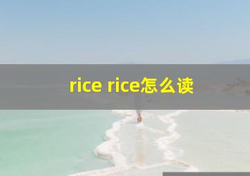 rice rice怎么读